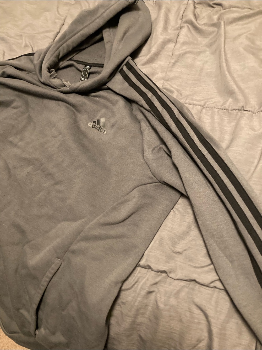 adidas Men's Gray Crewneck Hoodie with Signature 3-Stripes